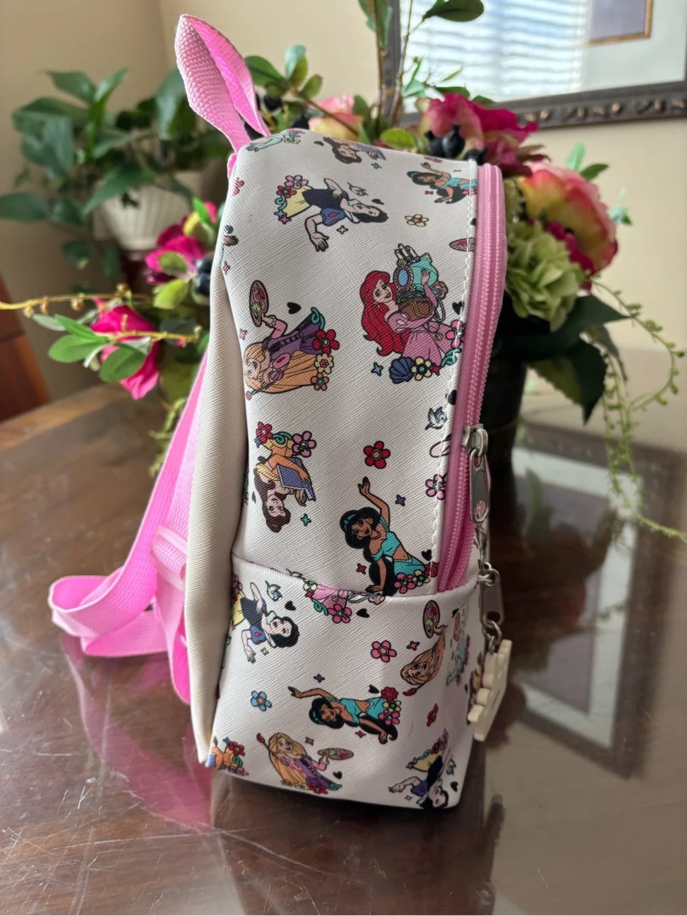 Disney Princess Pink and White Patterned Mini Backpack